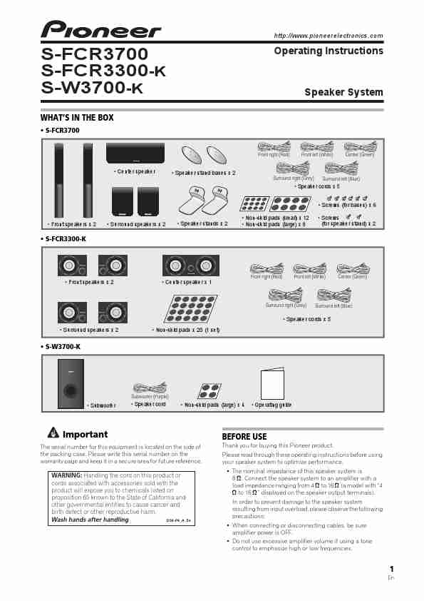 Pioneer Speaker System S-FCR3300-K-page_pdf